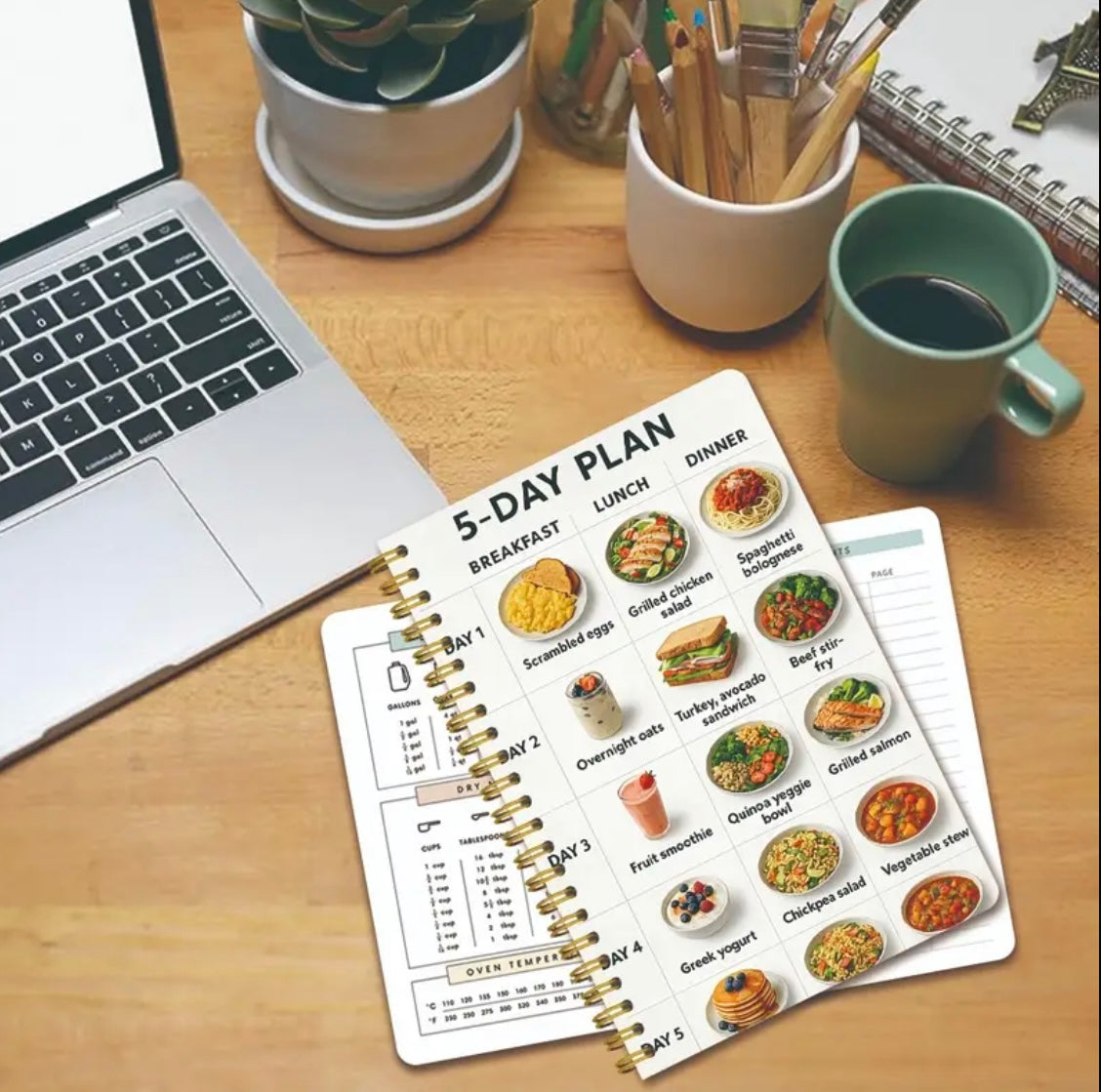 1pc Lightweight Food Healthy Diet Plan Theme Cover Spiral Plan Notebook | Size 13.97x21.08 cm | Suitable for Diet Tracking | Organize Food Inspiration | Portable Diet Notebook | Gift Giving