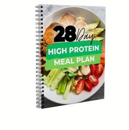 1pc 28-Day High-Protein Diet Planner & Journal - Daily Meal Plan Book with Weekly Tracking Sheets, Log, Macro Tracker for Building, Gym & Nutrition Goals - Compatible with Smartphones/Tablets (Short-Sized for Portability)