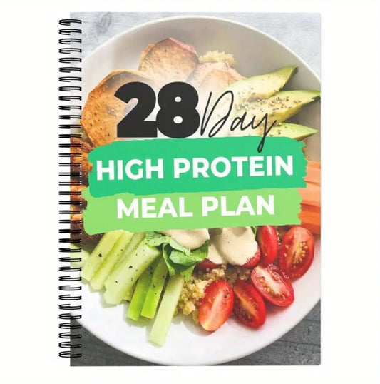 1pc 28-Day High-Protein Diet Planner & Journal - Daily Meal Plan Book with Weekly Tracking Sheets, Log, Macro Tracker for Building, Gym & Nutrition Goals - Compatible with Smartphones/Tablets (Short-Sized for Portability)