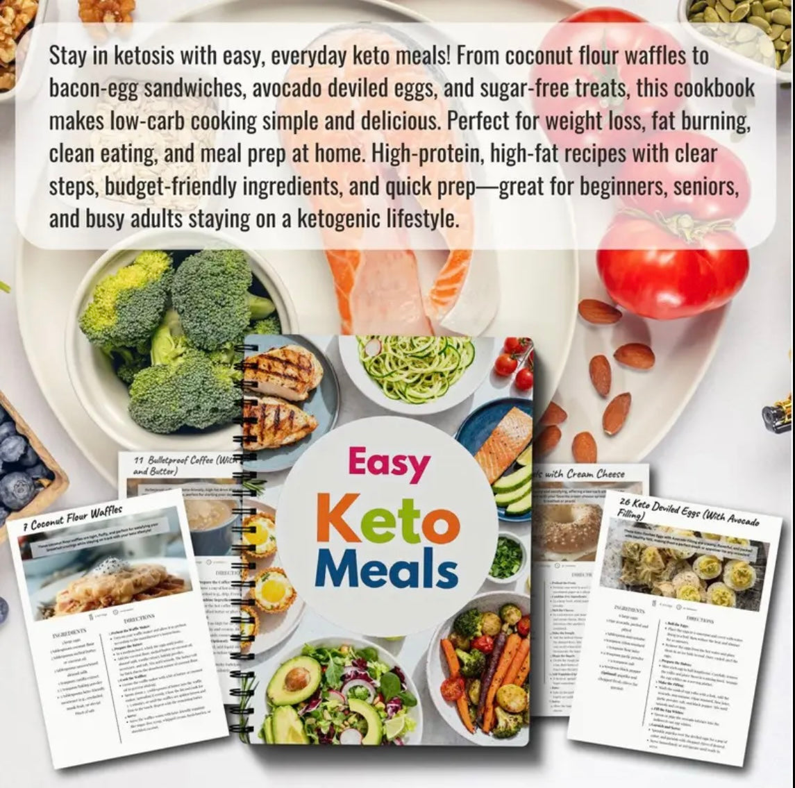 Keto Meal Planner - Easy Low-Carb Recipe Book with Weekly Tracking, High-Protein Meals & Clean Eating Guide for Weight Loss, Fat Burning
