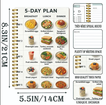 1pc Lightweight Food Healthy Diet Plan Theme Cover Spiral Plan Notebook | Size 13.97x21.08 cm | Suitable for Diet Tracking | Organize Food Inspiration | Portable Diet Notebook | Gift Giving
