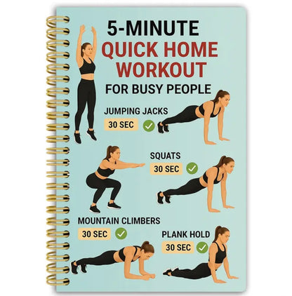1pc Fitness Training Theme Cover Spiral Notebook | 13.97x21.08cm | Built-in Fitness Goal Check-in Bar | Ideal for Tracking Weight, Progress, Nutrition, Habits | Paper Material, Planner Page Ruling
