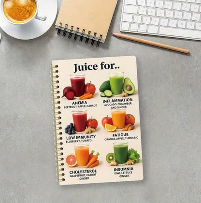 Juice... Spiral Notebook - 50 Pages, Smooth Writing, 13.97X21.08 cm - Ideal for Writing, Studying, Journaling, And Office Use - a Perfect Birthday Gift, Featuring 6 Juice Recipes for Anemia, Inflammation, Low Immunity, Fatigue, Cholesterol