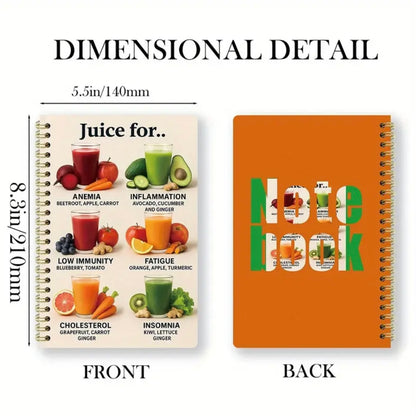 Juice... Spiral Notebook - 50 Pages, Smooth Writing, 13.97X21.08 cm - Ideal for Writing, Studying, Journaling, And Office Use - a Perfect Birthday Gift, Featuring 6 Juice Recipes for Anemia, Inflammation, Low Immunity, Fatigue, Cholesterol