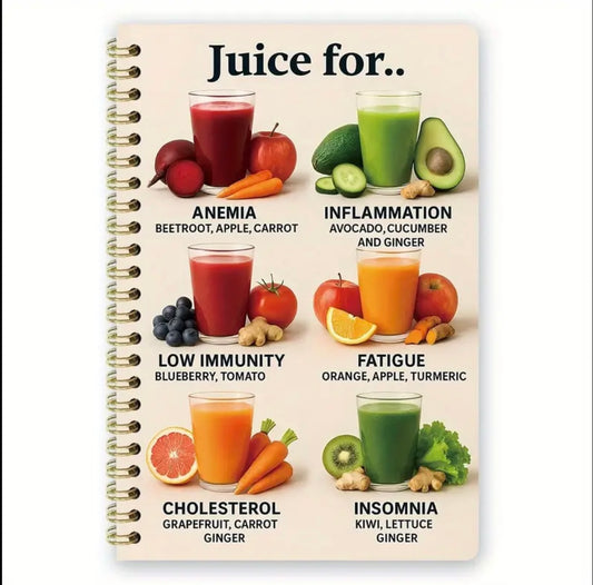 Juice... Spiral Notebook - 50 Pages, Smooth Writing, 13.97X21.08 cm - Ideal for Writing, Studying, Journaling, And Office Use - a Perfect Birthday Gift, Featuring 6 Juice Recipes for Anemia, Inflammation, Low Immunity, Fatigue, Cholesterol